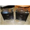Image 1 : PAIR OF BRAND NEW MODERN GLASS TOP ESPRESSO FINISH NIGHTSTANDS, SOLID WOOD CONSTRUCTION, BALL BEARIN