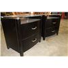 Image 2 : PAIR OF BRAND NEW MODERN GLASS TOP ESPRESSO FINISH NIGHTSTANDS, SOLID WOOD CONSTRUCTION, BALL BEARIN