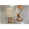 Image 1 : TWO HORSE MOTIF AND AMBER GLASS LAMPS