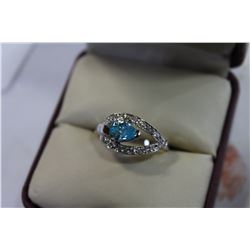 14KT WHITE GOLD BLUE TOPAZ RING SET $500