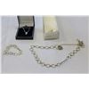 Image 1 : CUBIC ZIRCONIA PENDANT NECKLACE AND BOX OF LINK CHAIN JEWELLRY