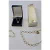 Image 2 : CUBIC ZIRCONIA PENDANT NECKLACE AND BOX OF LINK CHAIN JEWELLRY