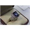 Image 1 : 14KT WHITE GOLD BLUE SAPHIRE RING RETAIL $500