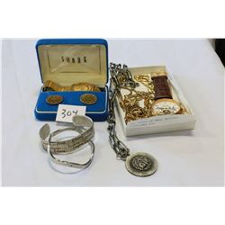 TWO CASES OF MENS WATCHES CUFFLINKS ETC