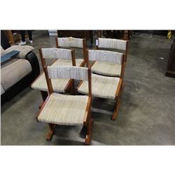 FIVE TEAK DINING CHAIRS