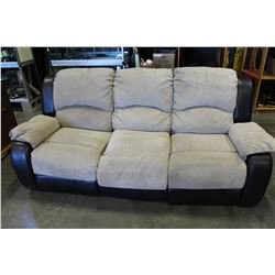 MICROFIBER AND LEATHER DOUBLE RECLINER SOFA