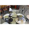 Image 2 : LARGE LEADED SLAG GLASS CHANDELIER