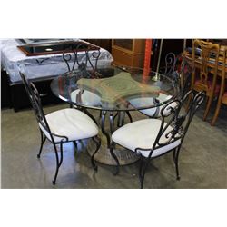GLASSTOP DINING TABLE AND FOUR CHAIRS