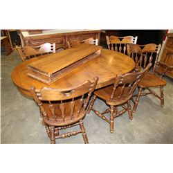 TEMPLE STEWART TABLE WITH 2 LEAFS AND SIX CHAIRS