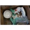 Image 1 : LOT OF GLASS FISH BOWLS THREE CERAMIC BUNNIES SOUP BOWLS WITH SPOONS AND GO FIT BALL