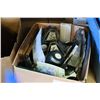 Image 1 : BOX OF PARTY LIGHTS CANDLESTANDS AND SERVING PLATTERS