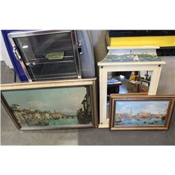MIRROR AND 2 FRAMED VENICE PRINTS
