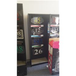 Display shelving with LED lit signs as pictured