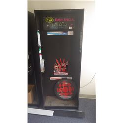Display shelving with LED lit signs as pictured