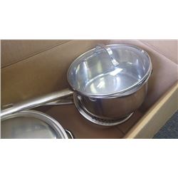 3 new stainless steel pots with glass lids