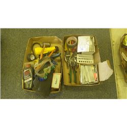 2 trays of tools (tin snips, welder chalk and miscellaneous)