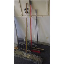 Lot brooms; mop; snow shovel