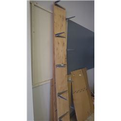 2 - 8 foot shelves with mounting brakets and peg board