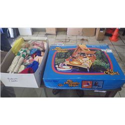 Mountain house toy and Barbie Doll with doll clothes