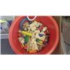 Image 2 : Tub of children's toy blocks, micscellaneous books including recipe books; tool bag; roll of multi p