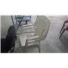 Image 3 : 2 plastic lawn chairs; black folding chair; black leather frame chair; office chair