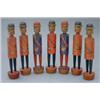 Image 1 : A set of seven Austrian painted wood skittles, circa 1890, modelled as soldiers in red and blue t...