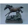 Image 1 : Geoffrey Snell - a bronze model of a mare, modelled leaping a stone wall with a fox beneath it, t...