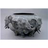 Image 1 : A Japanese bronze jardiniere. of circular squat shape, with embossed design of elephants, having...