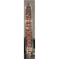 Stylish Sterling Silver Lab Pink Sapphire Bracelet. (11B)