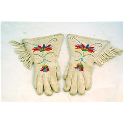 Pair of Embroidered Moose Hide Gauntlets