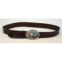 Sterling Silver Navajo Belt Buckle Set w/Turquoise