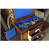 Image 2 : Solid Oak Jewelry Case w/Drawers & Compartments