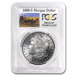 1880-S RARE Stage Coach Series Morgan Silver Dollar BU PCGS Graded in slab