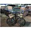 Image 2 : HOME CREST 48" DIAMETER ROUND GLASS PATIO BAR TABLE WITH 4 CHAIRS - POWDER SHALE