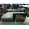 Image 2 : PATIO FLARE 2 PIECE WICKER OUTDOOR PATIO SOFA WITH GLASS TOP SIDE TABLE  FEATURES UNDER SEAT