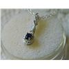 Image 2 : NECKLACE - BLUE SAPPHIRE & DIAMOND IN STERLING SILVER SETTING - RETAIL ESTIMATE $325
