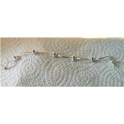 NEW BRACELET - 5 OVAL BEZEL SET AMETHYST IN STERLING SILVER SCALLOP DESIGN SETTING -SUGGESTED RETAIL