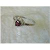 Image 3 : RING - TRILLION FACETED GARNET & DIAMOND IN STERLING SILVER SETTING - INCLUDES PLATINUM FINISH - RET