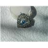Image 2 : VINTAGE PENDANT - DOUBLE HEART WITH RHINESTONES - BLUE RHINESTONE IN CENTER - STAMPED JAY FLEX STERL