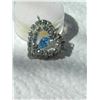 Image 3 : VINTAGE PENDANT - DOUBLE HEART WITH RHINESTONES - BLUE RHINESTONE IN CENTER - STAMPED JAY FLEX STERL
