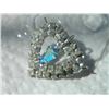 Image 4 : VINTAGE PENDANT - DOUBLE HEART WITH RHINESTONES - BLUE RHINESTONE IN CENTER - STAMPED JAY FLEX STERL