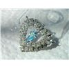 Image 5 : VINTAGE PENDANT - DOUBLE HEART WITH RHINESTONES - BLUE RHINESTONE IN CENTER - STAMPED JAY FLEX STERL