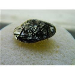 GEM STONE - FREE FORM & POLISHED CLEAR QUARTZ WITH MANY BLACK TOURMALINE - 17.3L X 9.2W X 6.9H mm - 