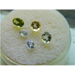 GEMSTONES - ASSORTED FACETED GEMS - INCLUDES CITRINE, BLUE TOPAZ & PERIDOT - 5 TTL