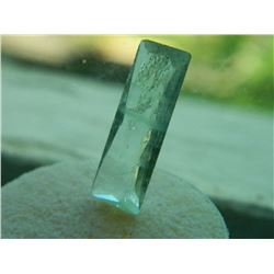 GEM STONE - RECTANGLE FACETED AQUAMARINE LIGHT BLUE/GREEN CRACKLED - 22.L X 7.7W X 4.0H mm - ~4.83CT