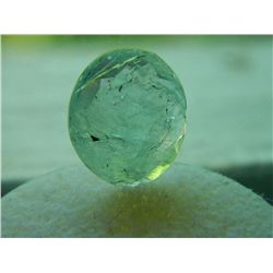 GEM STONE - OVAL CHECKER BOARD FACETED AQUAMARINE LIGHT BLUE/GREEN CRACKLED  - 14.3L X 12.4W X 4.4H 