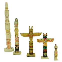 4 Miniature Totem Poles