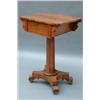 Image 1 : A William IV rosewood work table with shaped rectangular top, fitted two drawers raised on octago...