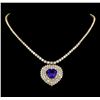 Image 1 : 14KT Yellow Gold 13.62 ctw Tanzanite and Diamond Necklace