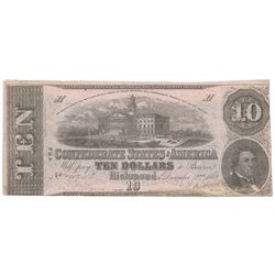 1862 $10 The Confederate States of America Note T-52 CC